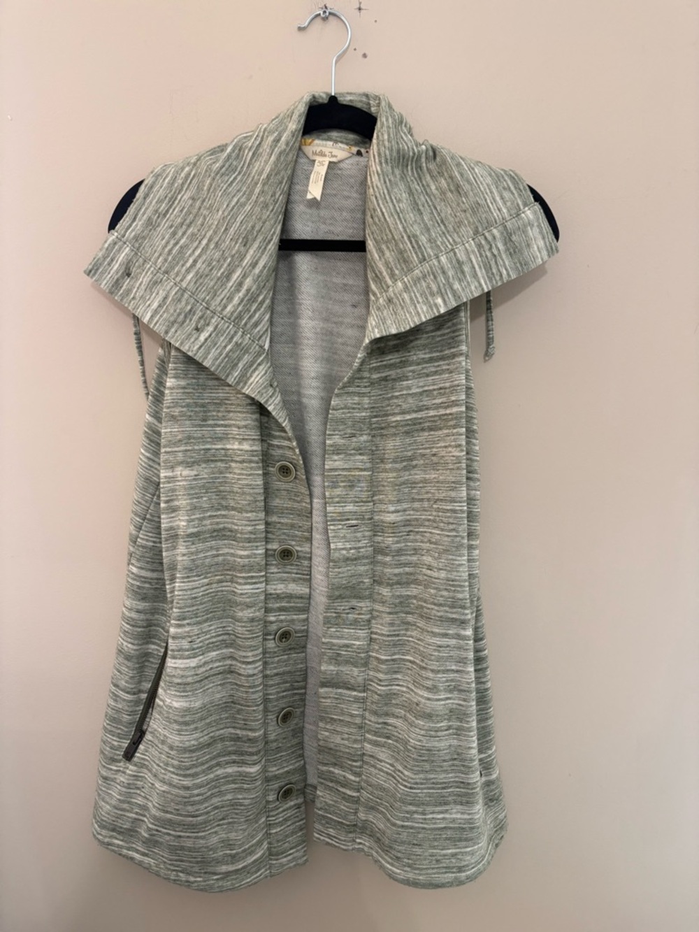 Matilda Jane Heathered Gray-Green Button Front Vest